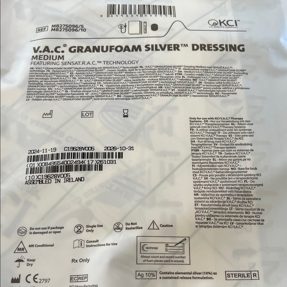 V.A.C. GRANUFOAM SILVER Dressing - Medium